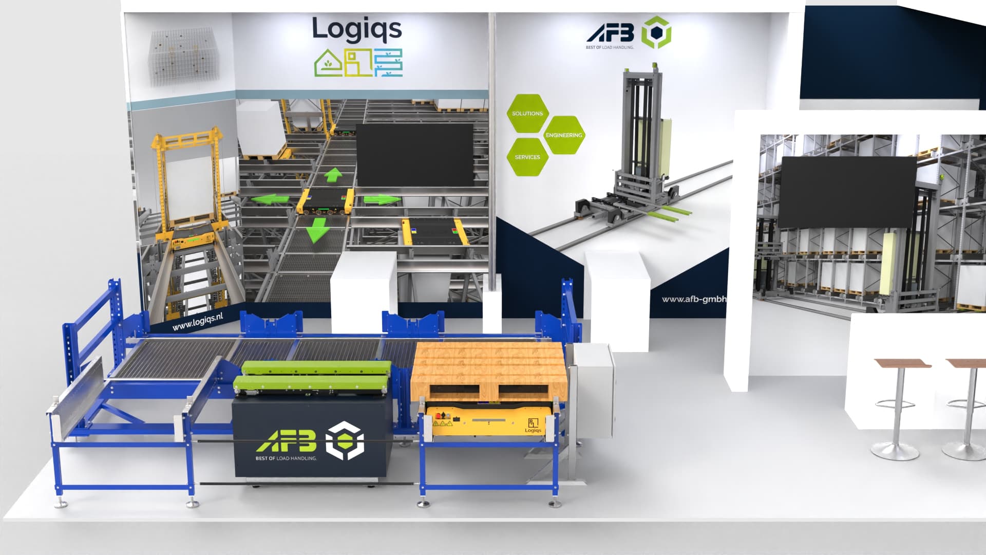 Rendered Logiqs and AFB exhibition environment